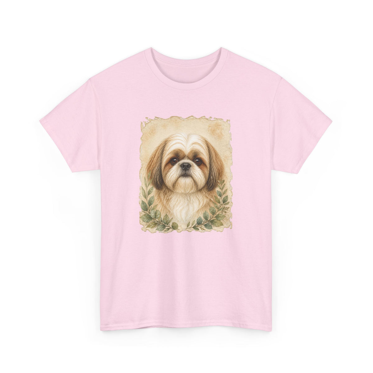 Shih Tzu Portrait Tee - Vintage Floral Dog Lover T-Shirt