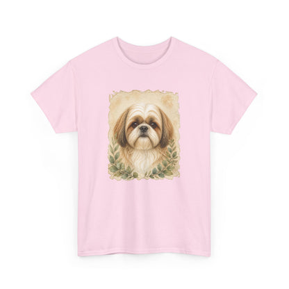 Shih Tzu Portrait Tee - Vintage Floral Dog Lover T-Shirt