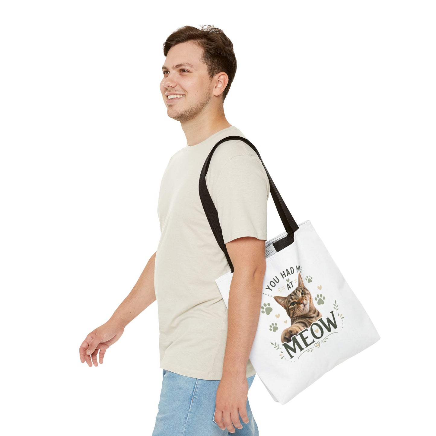 Cat Tote Bag - "You Had Me at Meow" Cute Cat Shopper Bag