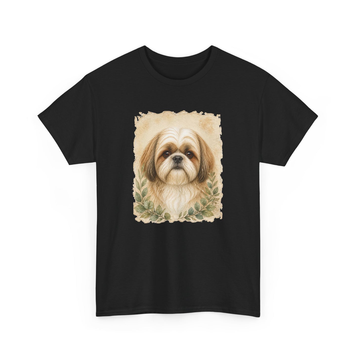 Shih Tzu Portrait Tee - Vintage Floral Dog Lover T-Shirt
