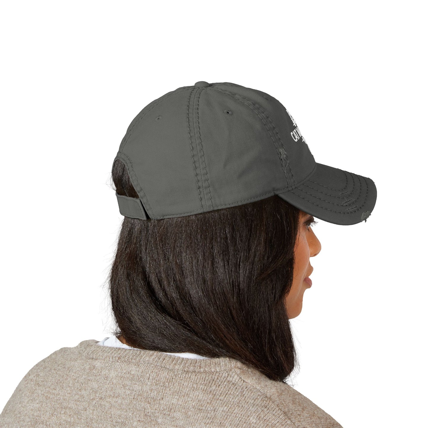 Cat Mom Club Distressed Dad Hat — Embroidered Vintage Baseball Cap