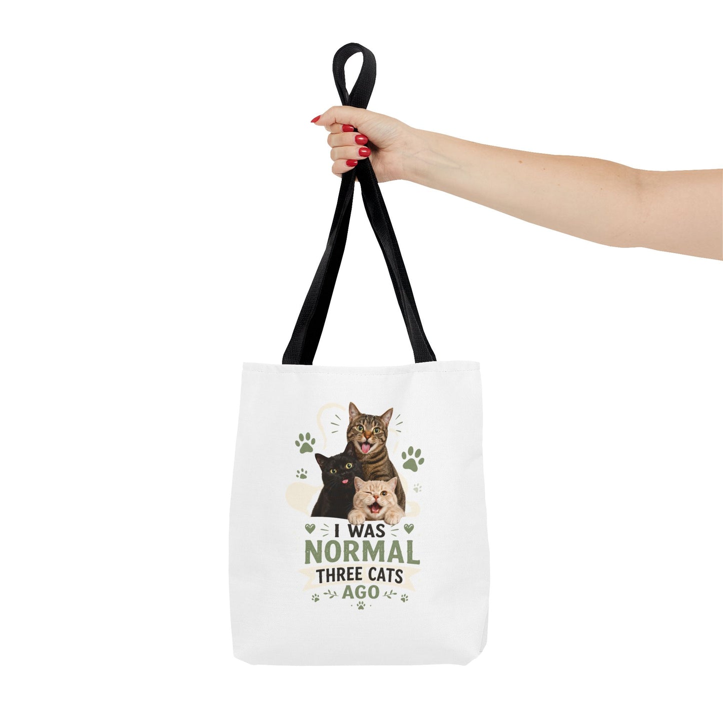 Cat Lover Tote Bag — “I Was Normal Three Cats Ago” Canvas Bag
