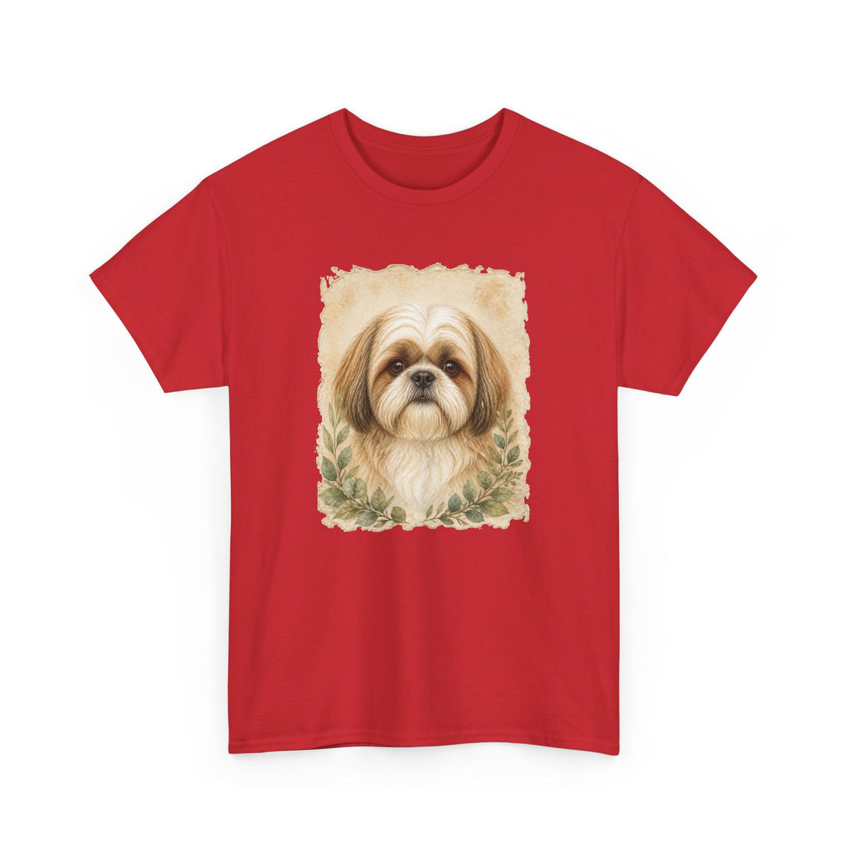 Shih Tzu Portrait Tee - Vintage Floral Dog Lover T-Shirt