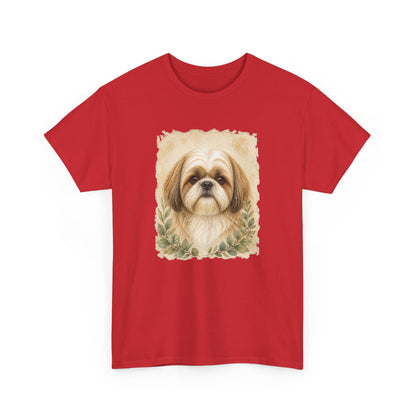 Shih Tzu Portrait Tee - Vintage Floral Dog Lover T-Shirt