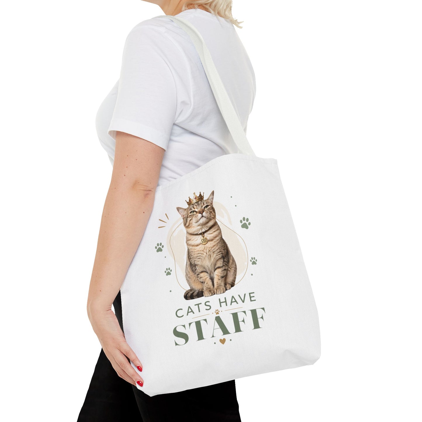 Cats Have Staff Crowned Cat Illustration Tote Bag — Funny Cat Lover Gift