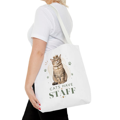 Cats Have Staff Crowned Cat Illustration Tote Bag — Funny Cat Lover Gift