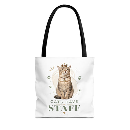 Cats Have Staff Crowned Cat Illustration Tote Bag — Funny Cat Lover Gift