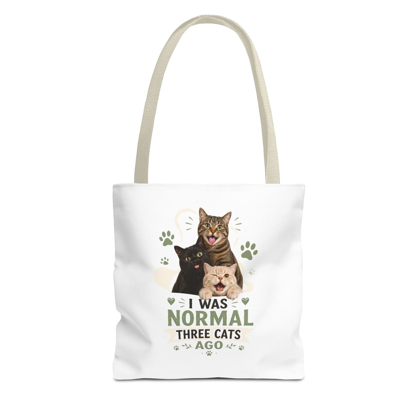 Cat Lover Tote Bag — “I Was Normal Three Cats Ago” Canvas Bag