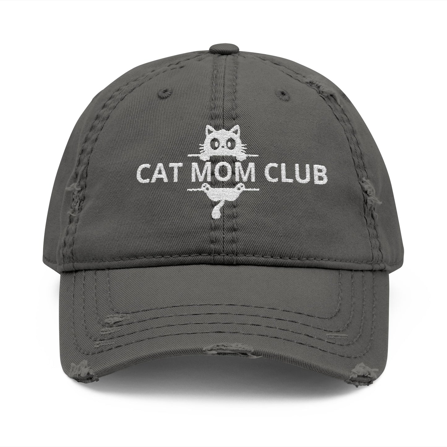 Cat Mom Club Distressed Dad Hat — Embroidered Vintage Baseball Cap
