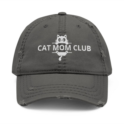Cat Mom Club Distressed Dad Hat — Embroidered Vintage Baseball Cap