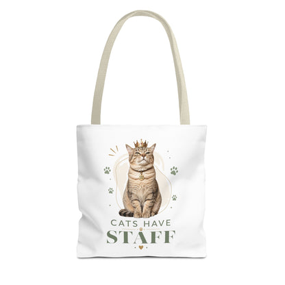 Cats Have Staff Crowned Cat Illustration Tote Bag — Funny Cat Lover Gift