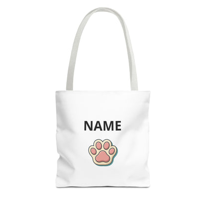 Personalized Cat Paw Tote Bag — Custom Name Cute Kitten Print