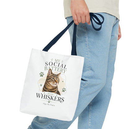 My Social Battery Has Whiskers Cat Tote Bag