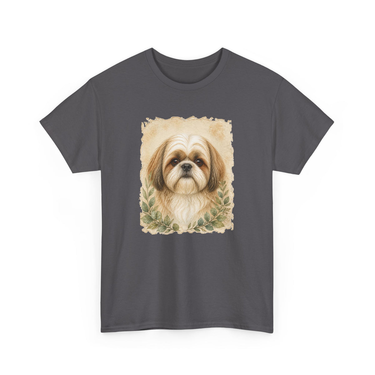Shih Tzu Portrait Tee - Vintage Floral Dog Lover T-Shirt