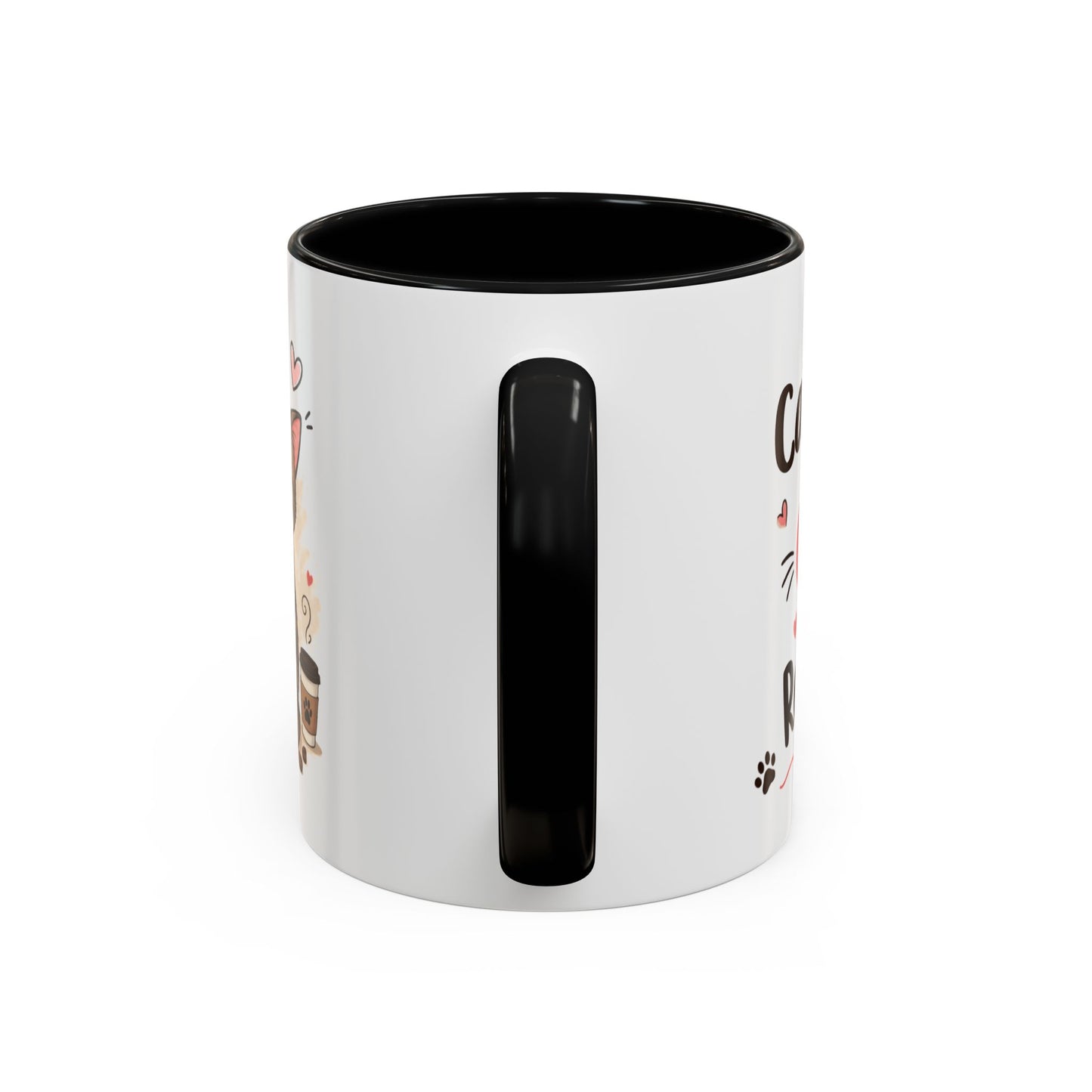 Cat Coffee Mug — "Cat & Coffee" Cute Kitty Design, 11/15oz Accent Ceramic Mug