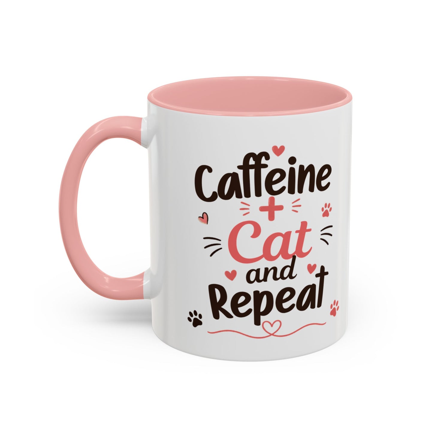 Cat Coffee Mug — "Cat & Coffee" Cute Kitty Design, 11/15oz Accent Ceramic Mug
