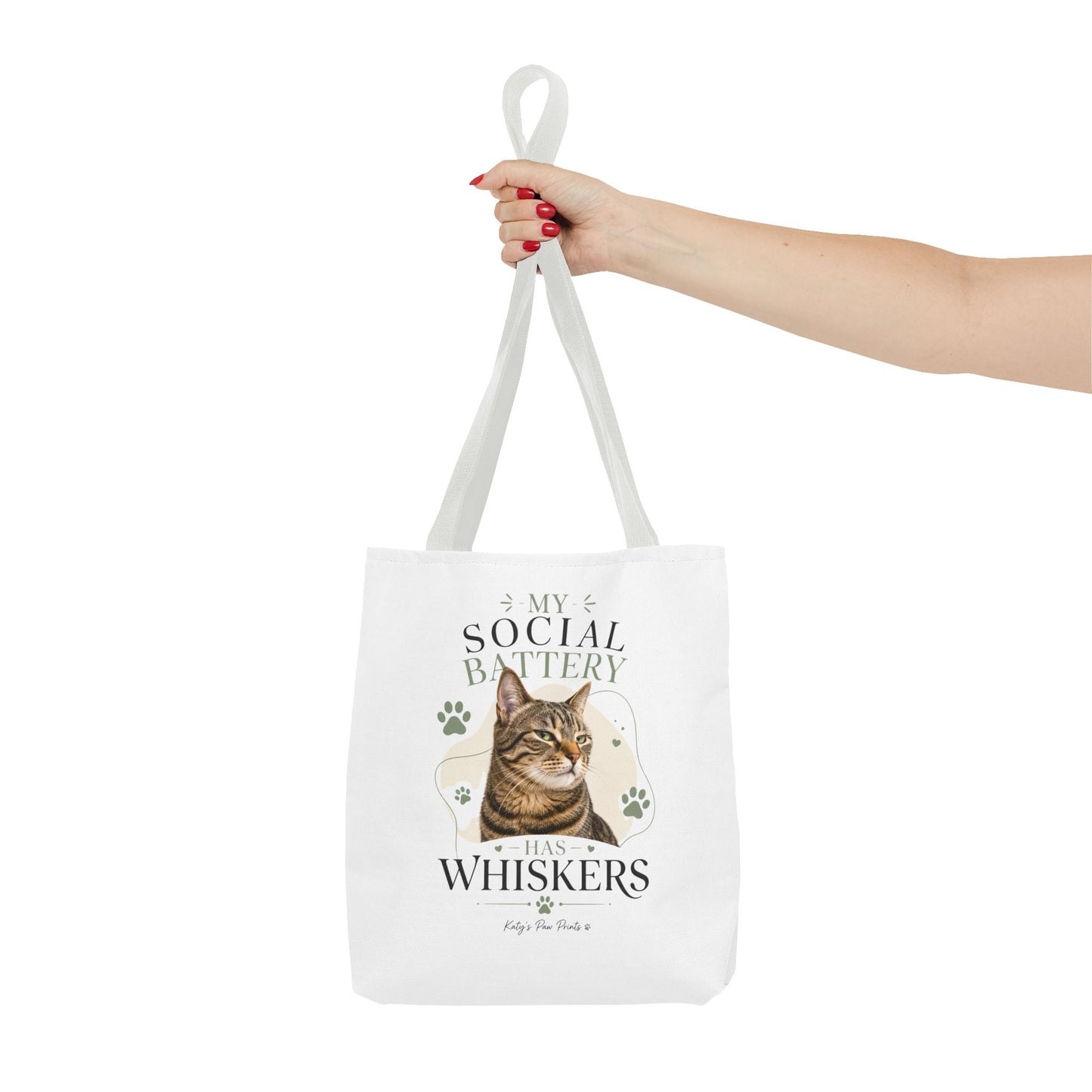 My Social Battery Has Whiskers Cat Tote Bag