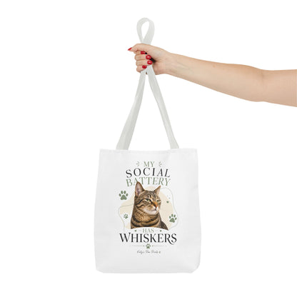 My Social Battery Has Whiskers Cat Tote Bag