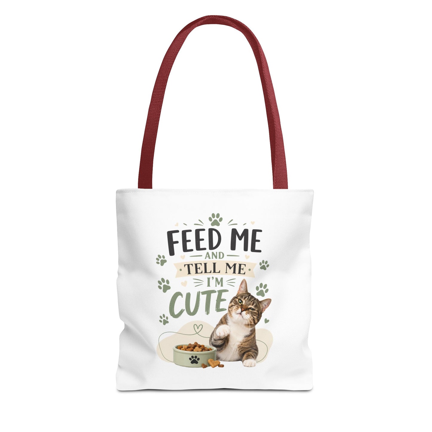 Cat Tote Bag — "Feed Me and Tell Me I'm Cute" Cute Cat Canvas Shopper