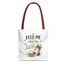 Cat Lover Tote Bag — "Feed Me and Tell Me I’m Cute" Cute Cat Grocery & Everyday Tote