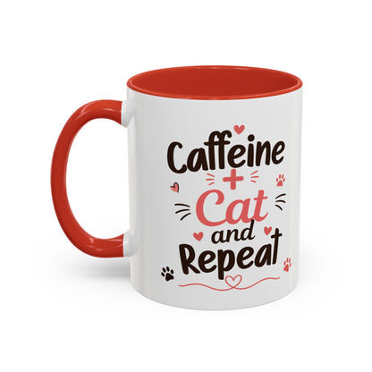 Cat Coffee Mug — "Cat & Coffee" Cute Kitty Design, 11/15oz Accent Ceramic Mug