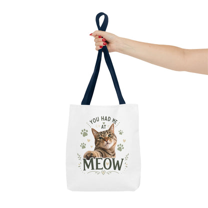 Cat Tote Bag - "You Had Me at Meow" Cute Cat Shopper Bag
