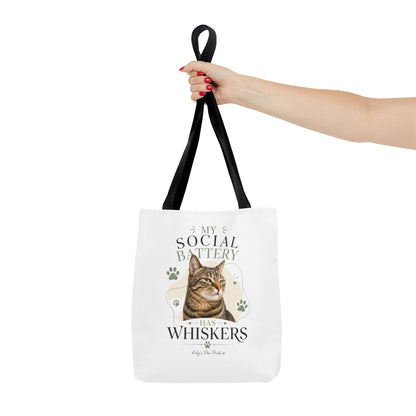 My Social Battery Has Whiskers Cat Tote Bag