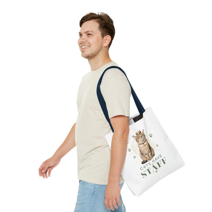 Cats Have Staff Crowned Cat Illustration Tote Bag — Funny Cat Lover Gift