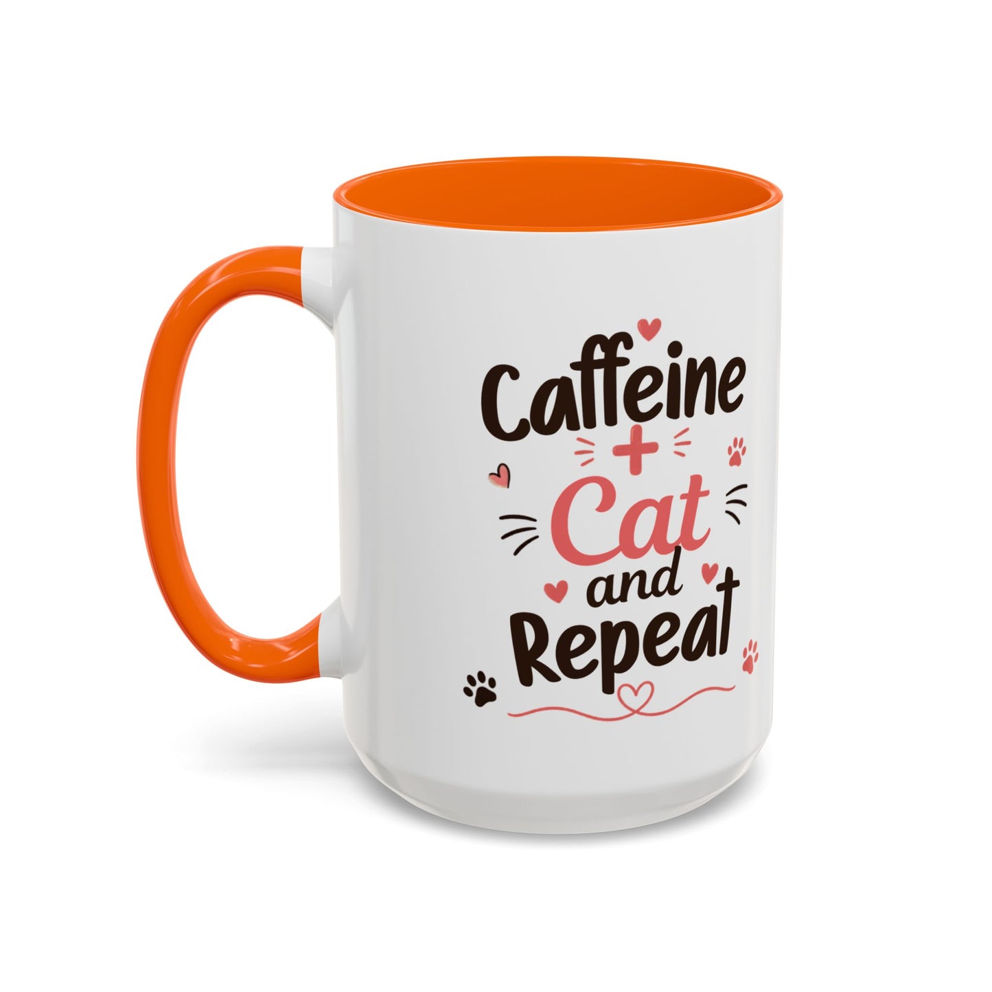 Cat Coffee Mug — "Cat & Coffee" Cute Kitty Design, 11/15oz Accent Ceramic Mug