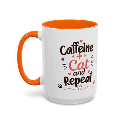 Cat Coffee Mug — "Cat & Coffee" Cute Kitty Design, 11/15oz Accent Ceramic Mug
