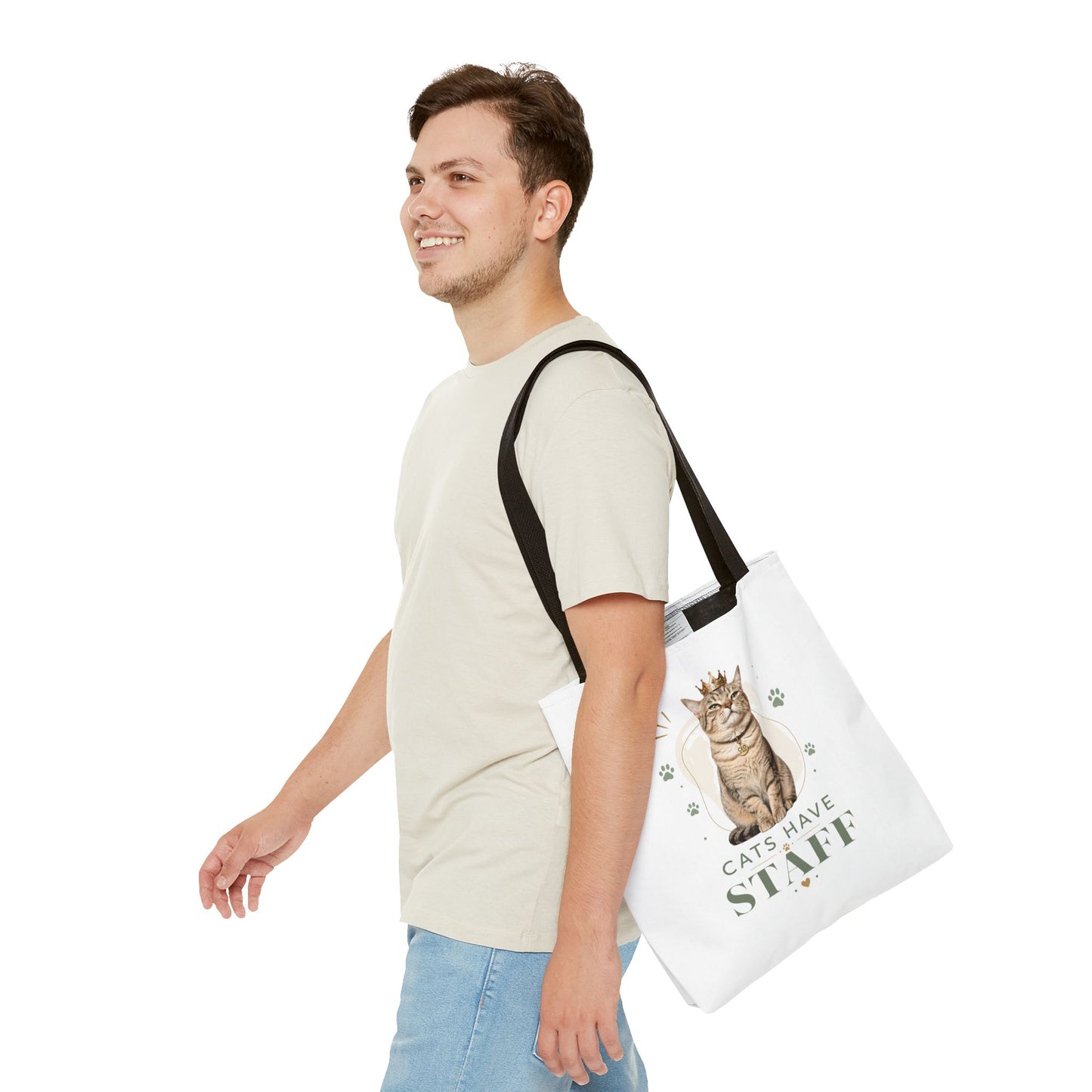 Cats Have Staff Crowned Cat Illustration Tote Bag — Funny Cat Lover Gift