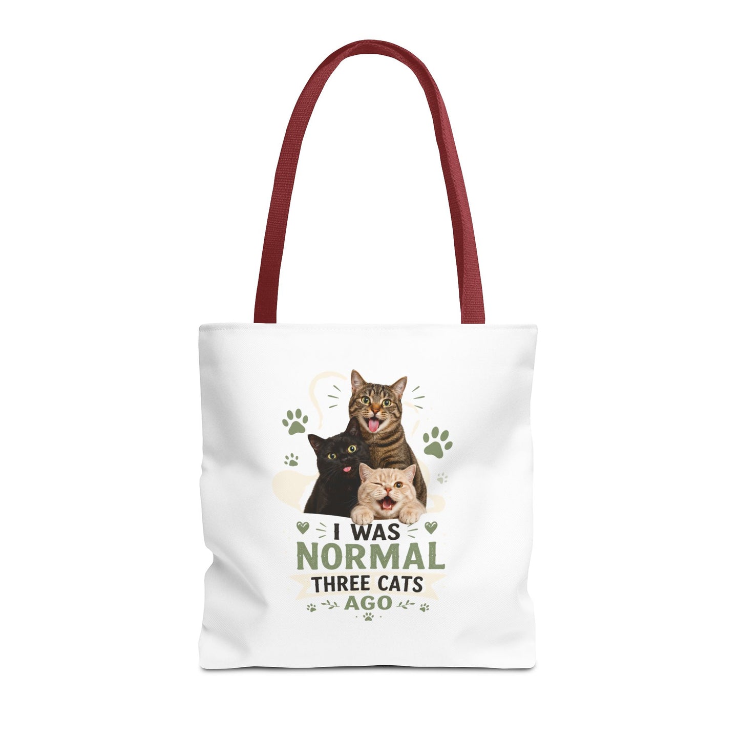 Cat Lover Tote Bag — “I Was Normal Three Cats Ago” Canvas Bag