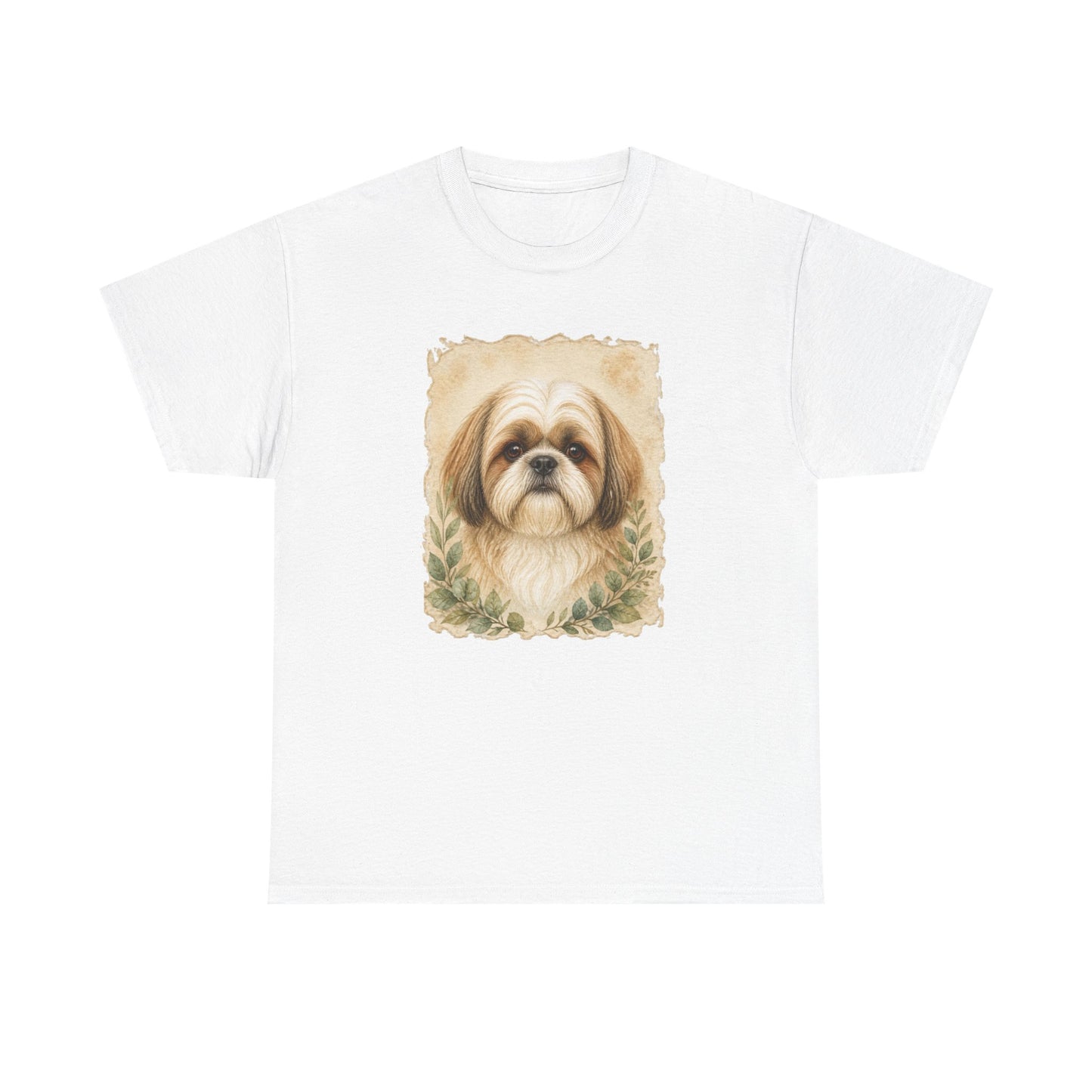 Shih Tzu Portrait Tee - Vintage Floral Dog Lover T-Shirt