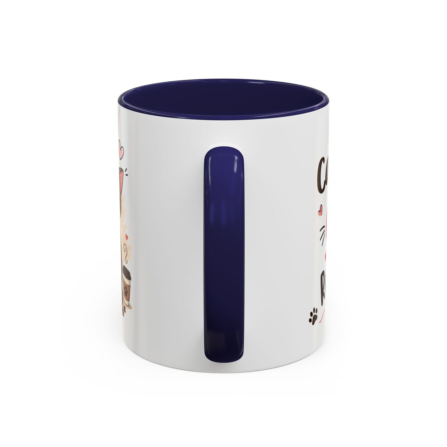 Cat Coffee Mug — "Cat & Coffee" Cute Kitty Design, 11/15oz Accent Ceramic Mug