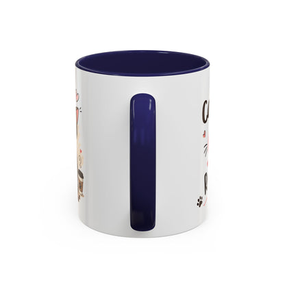 Cat Coffee Mug — "Cat & Coffee" Cute Kitty Design, 11/15oz Accent Ceramic Mug