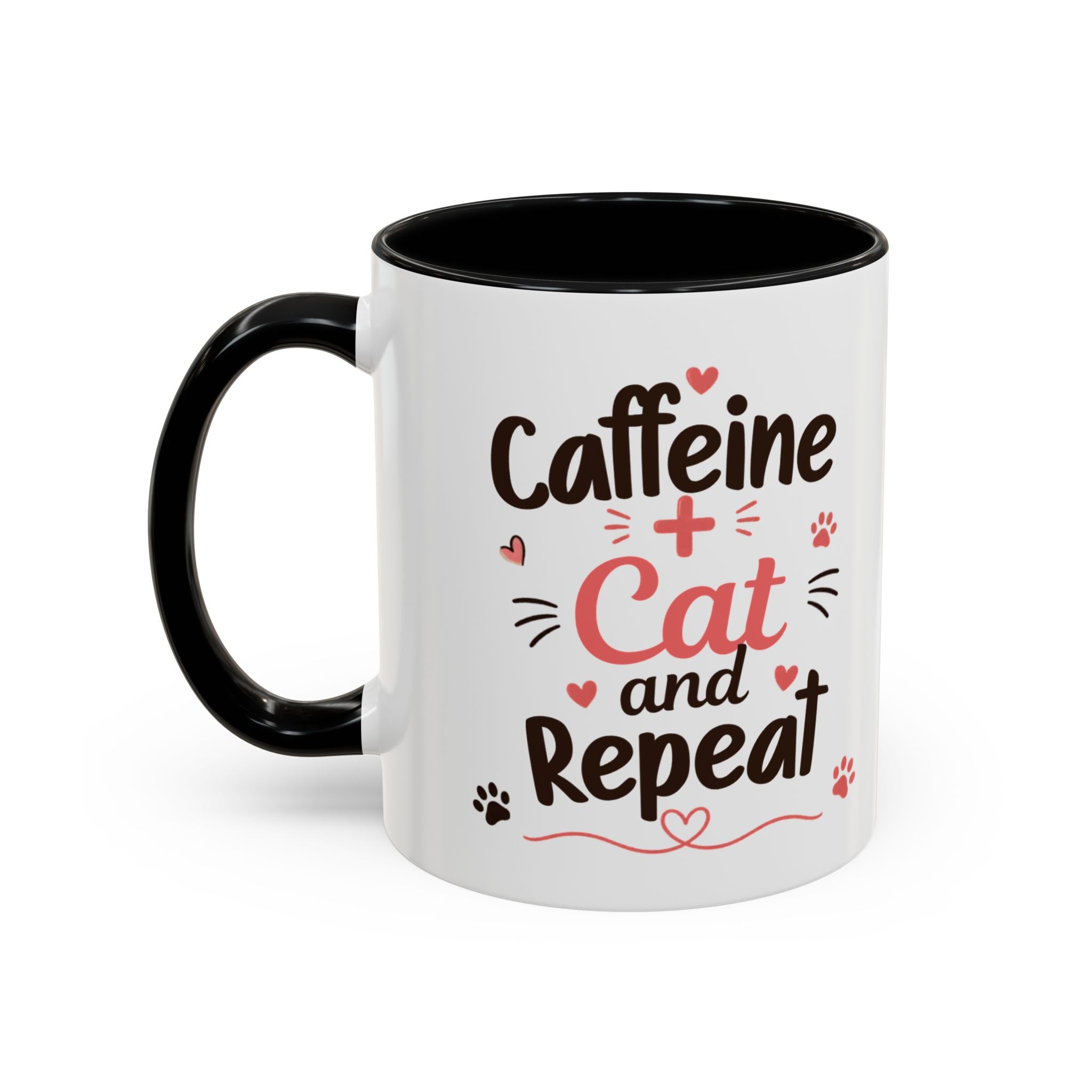 Coffee Cat Mug — Cute Cat Holding Heart Cup Accent Coffee Mug (11/15oz)