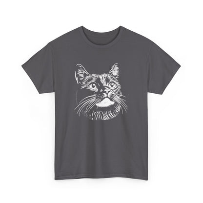 Black Cat Sketch T-Shirt — Minimalist Hand-Drawn Feline Tee