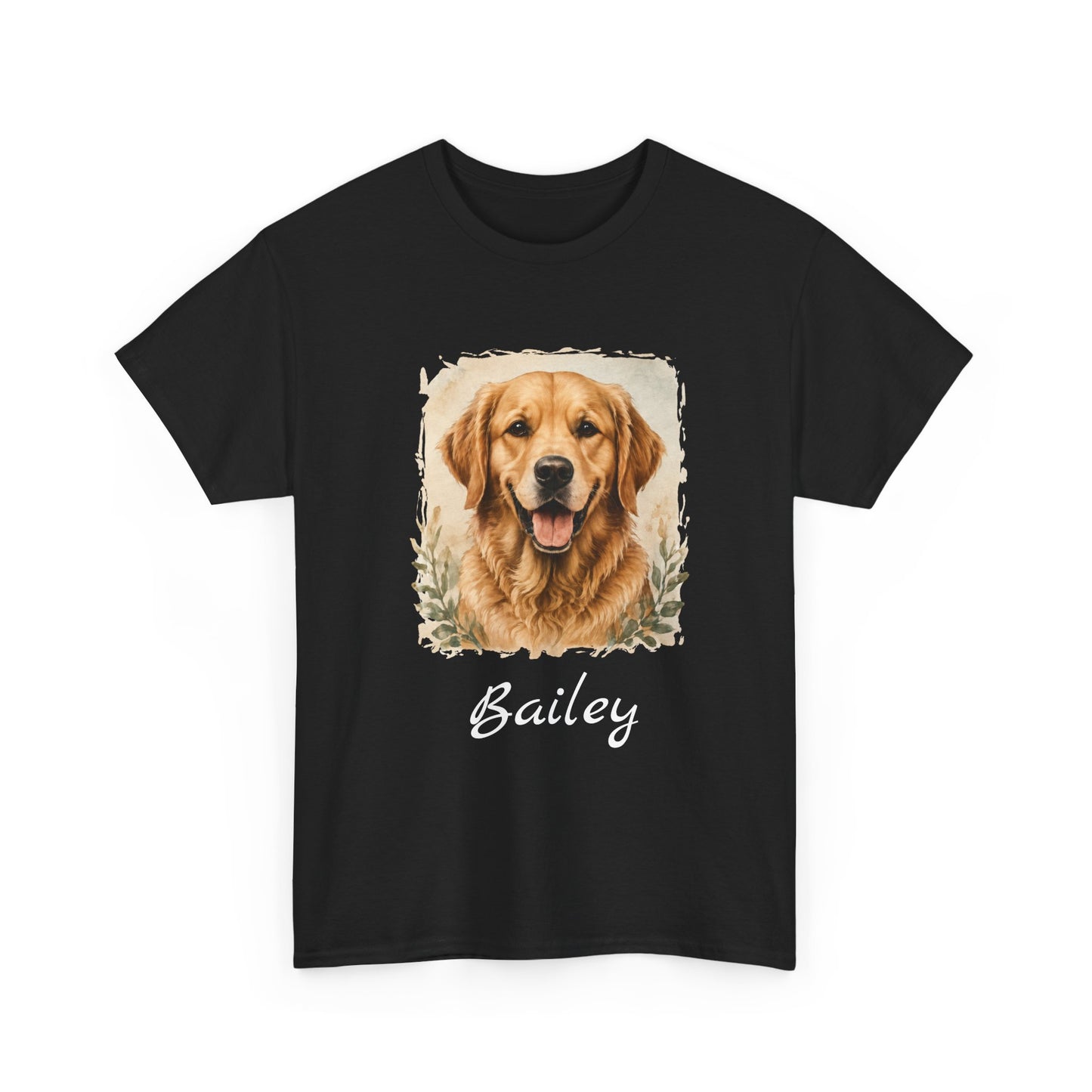 Golden Retriever Portrait Tee — Personalized “Bailey” Dog Photo T‑Shirt