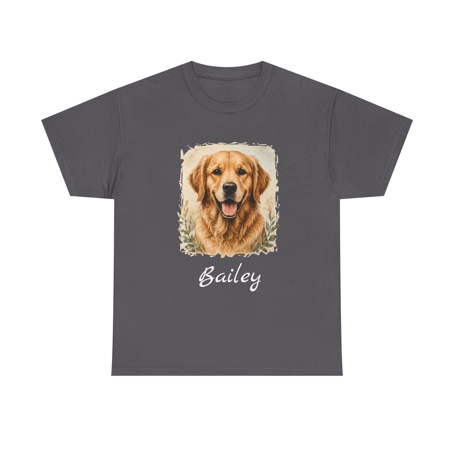 Golden Retriever Portrait Tee — Personalized “Bailey” Dog Photo T‑Shirt