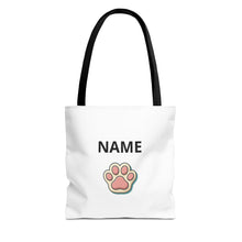 Personalized Cat Paw Tote Bag — Custom Name Cute Kitten Print