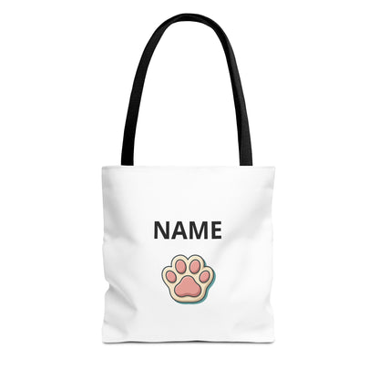 Personalized Cat Paw Tote Bag — Custom Name Cute Kitten Print