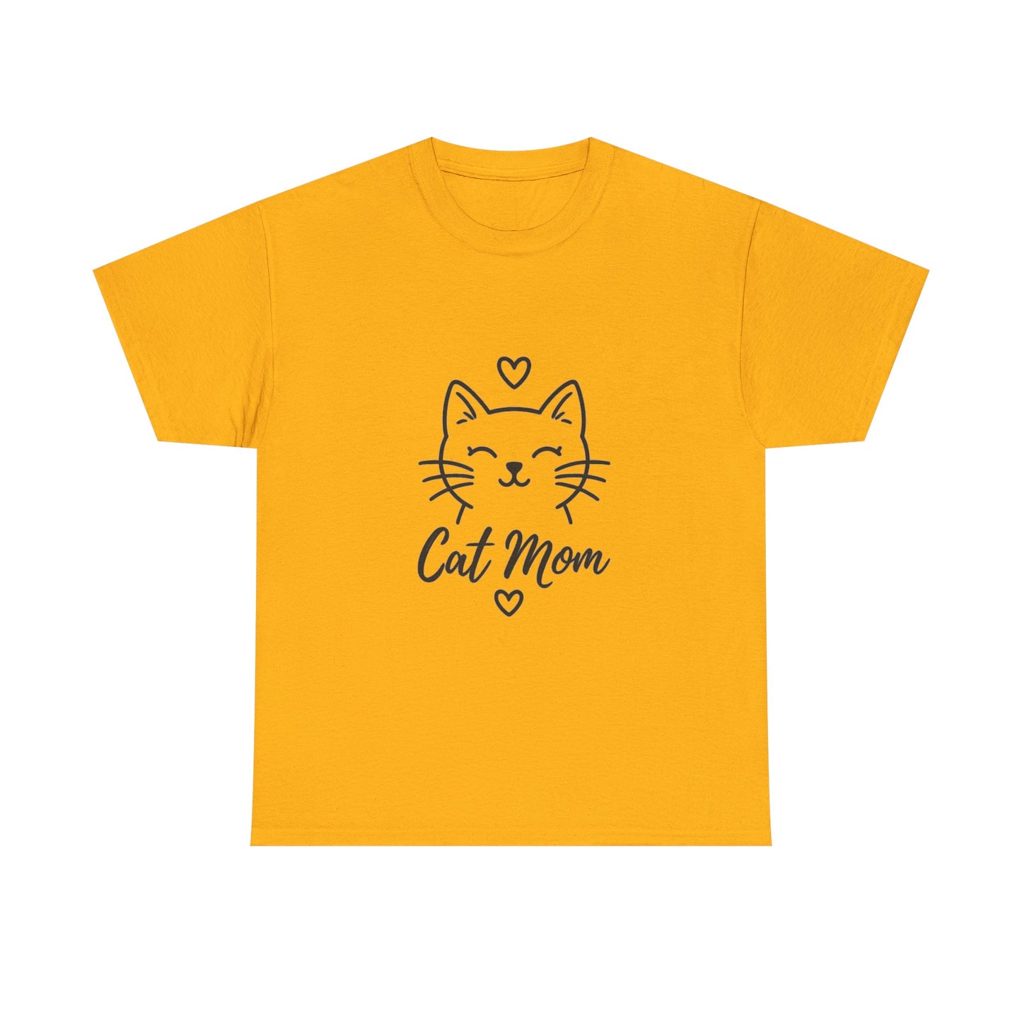 Cat Mom T-Shirt — Cute Heart Cat Graphic Tee for Cat Lovers