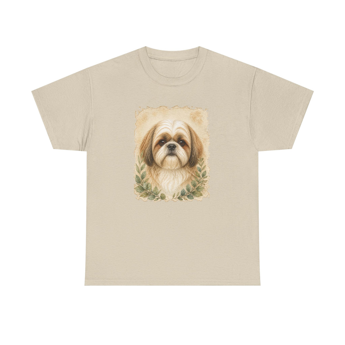 Shih Tzu Portrait Tee - Vintage Floral Dog Lover T-Shirt