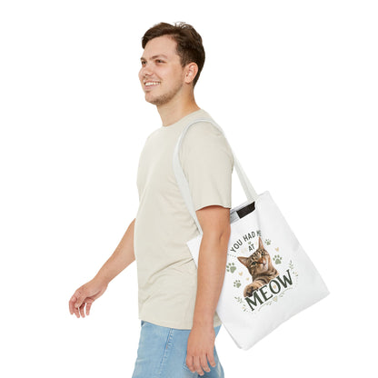 Cat Tote Bag - "You Had Me at Meow" Cute Cat Shopper Bag