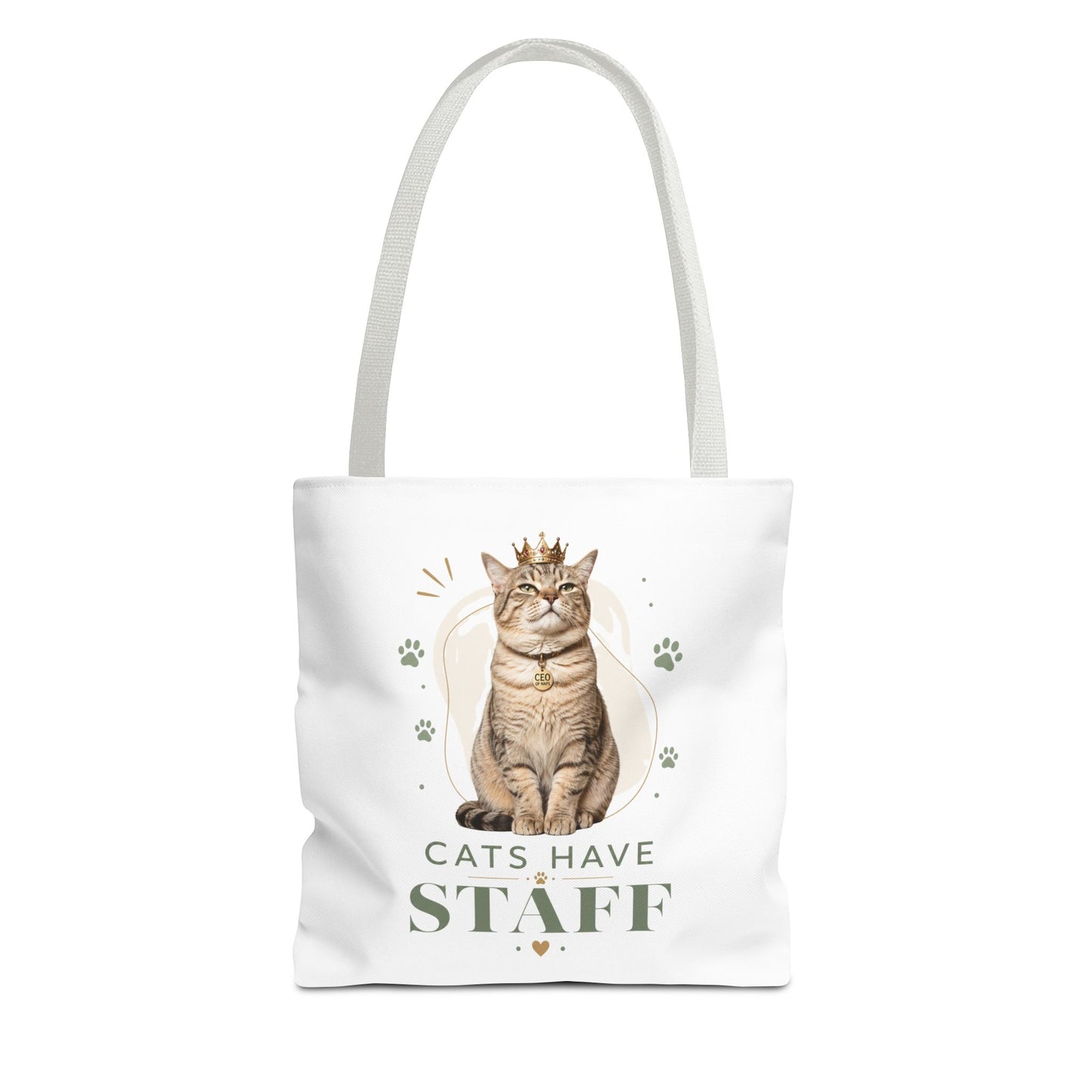 Cats Have Staff Crowned Cat Illustration Tote Bag — Funny Cat Lover Gift