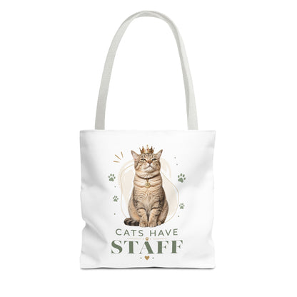 Cats Have Staff Crowned Cat Illustration Tote Bag — Funny Cat Lover Gift