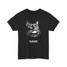 Cat Portrait Tee — Personalized Name Cat Face T‑Shirt
