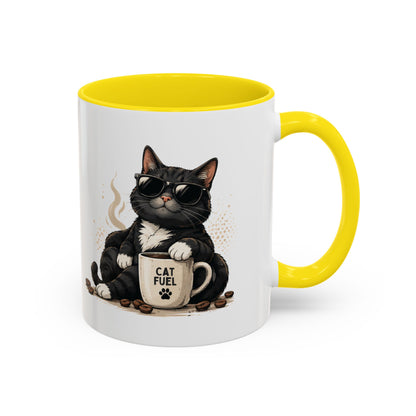 Cat Fuel Coffee Mug — Funny Black Cat Coffee Cup (11/15oz)