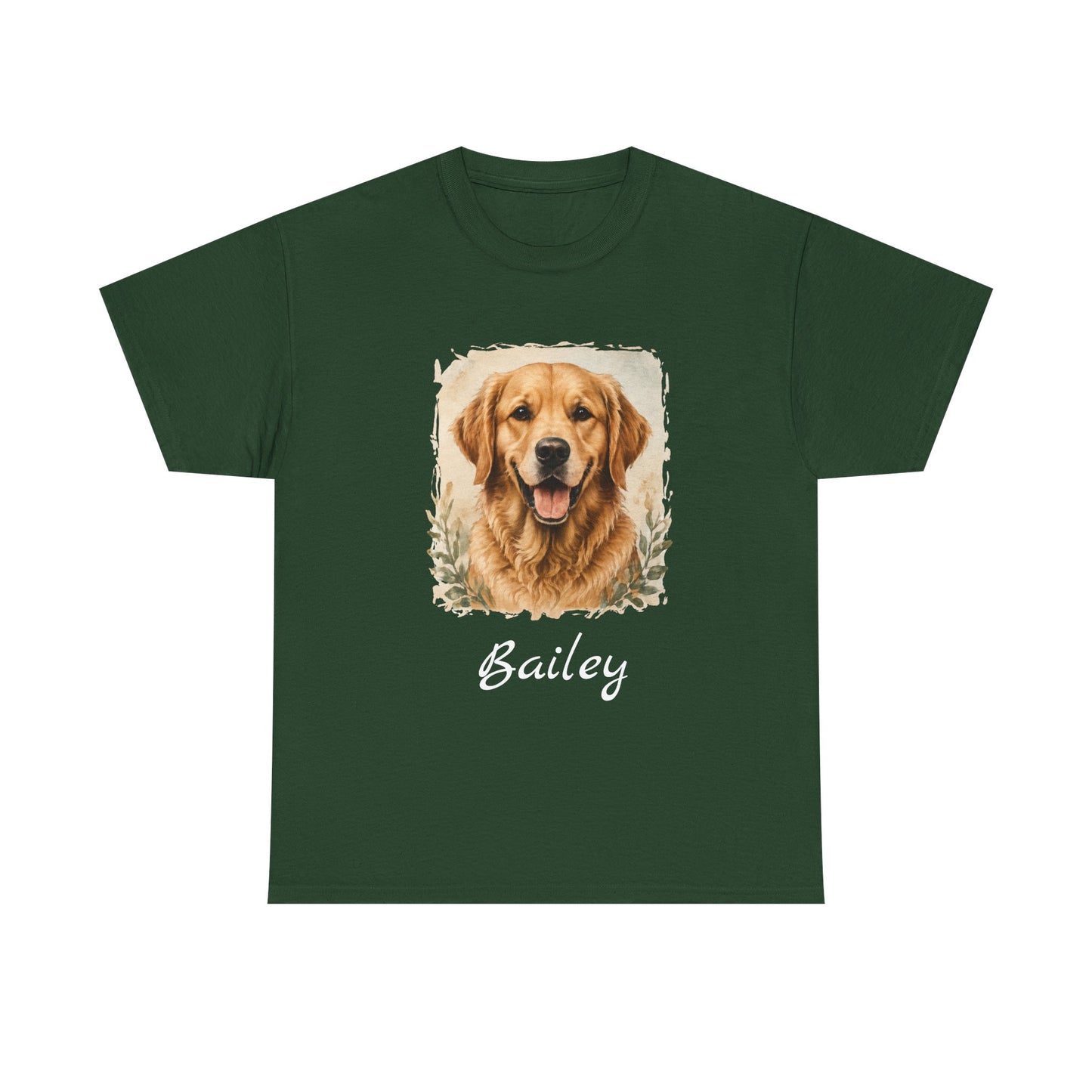 Golden Retriever Portrait Tee — Personalized “Bailey” Dog Photo T‑Shirt