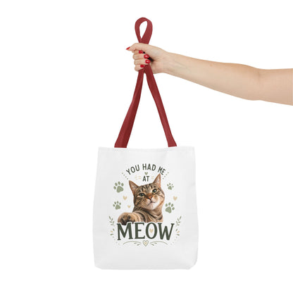 Cat Tote Bag - "You Had Me at Meow" Cute Cat Shopper Bag